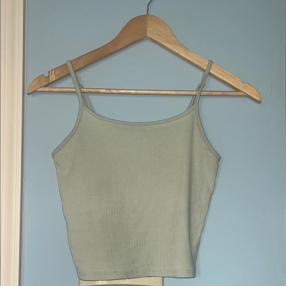 American Eagle Outfitters Green Fitted Crop Camisole